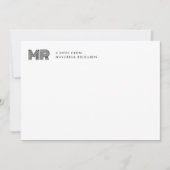 Carte De Correspondance Monogramme Masculin Noir Simple (Devant)