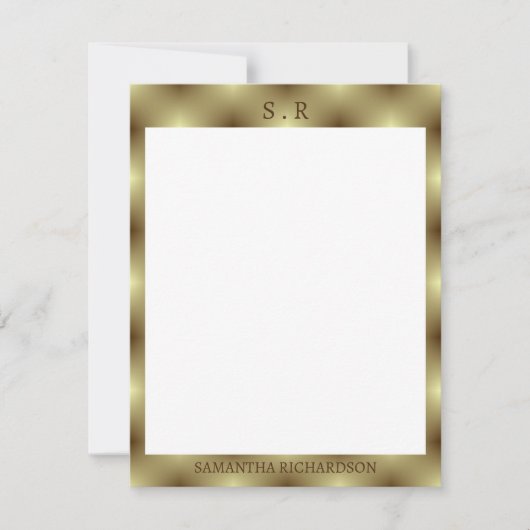 Carte De Correspondance Monogramme minimal de bordure en or (Devant)