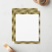 Carte De Correspondance Monogramme minimal de bordure en or (Devant/Arrière en situation)