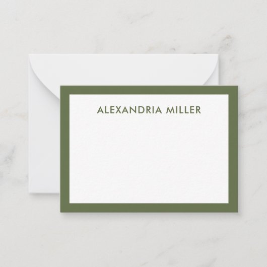 Carte De Correspondance Monogramme minimal moderne Nom Olive (Devant)