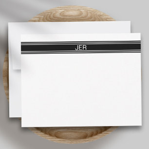 Carte De Correspondance Monogramme minimal personnalisé en noir et blanc r