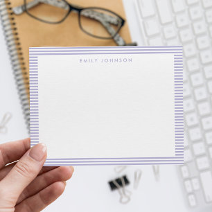 Carte De Correspondance Monogramme minimaliste bandes lavande violet