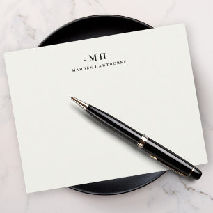 Carte De Correspondance Monogramme minimaliste blanc ivoire simple élégant