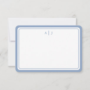 Carte De Correspondance Monogramme Minimaliste Bleu Pastel Bordure Rond