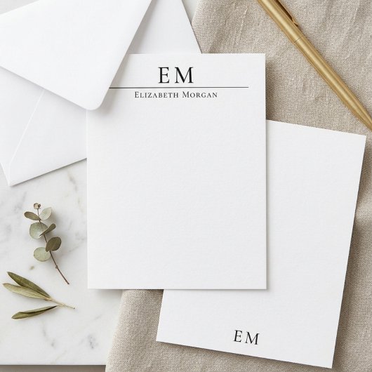 Carte De Correspondance Monogramme Minimaliste Élégant Professionnel Verti