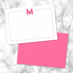 Carte De Correspondance Monogramme minimaliste en écriture rose chaud