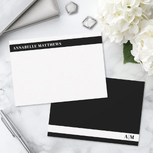 Carte De Correspondance Monogramme minimaliste moderne noir et blanc