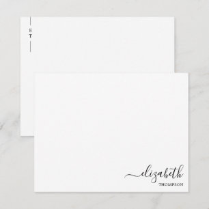 Carte De Correspondance Monogramme minimaliste noir et blanc simple