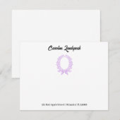 Carte De Correspondance Monogramme miroir floral violet (Devant / Derrière)