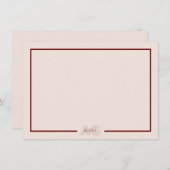 Carte De Correspondance Monogramme moderne beige et vin (Devant / Derrière)