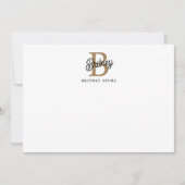 Carte De Correspondance Monogramme moderne élégant Nom Black Gold Script (Devant)