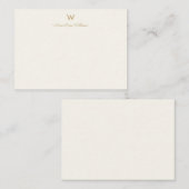 Carte De Correspondance Monogramme Moderne en Or et Écriture Script (Devant / Derrière)