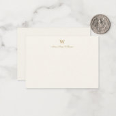 Carte De Correspondance Monogramme Moderne en Or et Écriture Script (Devant/Arrière en situation)