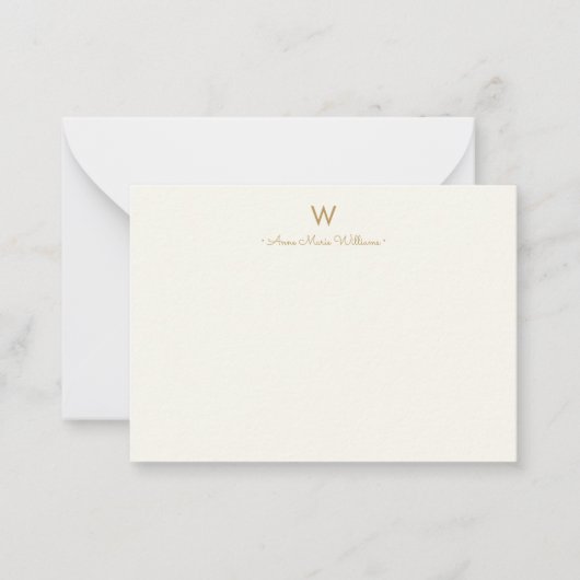 Carte De Correspondance Monogramme Moderne en Or et Écriture Script (Devant)