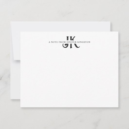 Carte De Correspondance Monogramme Moderne Entrelacé (Devant)
