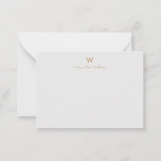 Carte De Correspondance Monogramme Moderne Gris Clair Or Script (Devant)