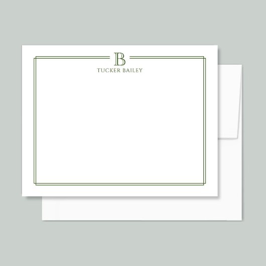 Carte De Correspondance Monogramme Moderne Initiale Bordure Fine Professio