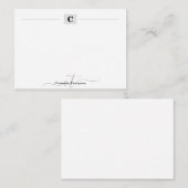 Carte De Correspondance Monogramme moderne Initiales boîte Simple Blanc (Devant / Derrière)