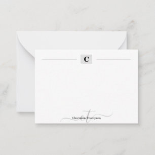 Carte De Correspondance Monogramme moderne Initiales boîte Simple Blanc