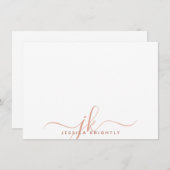 Carte De Correspondance Monogramme moderne Initiales de script Terracotta (Devant / Derrière)