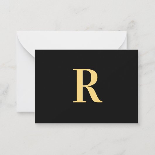 Carte De Correspondance Monogramme moderne Minimal Black Gold (Devant)