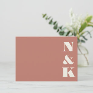 Carte De Correspondance Monogramme Moderne Minimaliste Mariage Terre Cuite