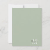 Carte De Correspondance Monogramme Moderne Nom Vert Sauge (Devant)