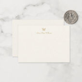 Carte De Correspondance Monogramme Moderne Or Écriture Script (Devant/Arrière en situation)