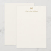 Carte De Correspondance Monogramme Moderne Or Écriture Script (Devant / Derrière)