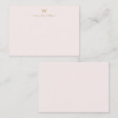 Carte De Correspondance Monogramme Moderne Rose Doré Script (Devant / Derrière)