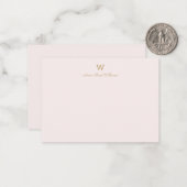 Carte De Correspondance Monogramme Moderne Rose Doré Script (Devant/Arrière en situation)