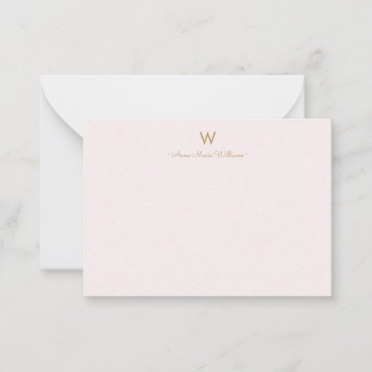 Carte De Correspondance Monogramme Moderne Rose Doré Script (Devant)