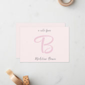 Carte De Correspondance Monogramme moderne rose pâle (Devant/Arrière en situation)