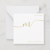 Carte De Correspondance Monogramme moderne Script Calligraphie Or Nom (Devant)
