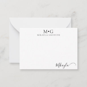 Carte De Correspondance Monogramme moderne Script élégant personnalisé