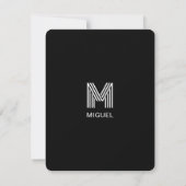 Carte De Correspondance Monogramme moderne simple noir et blanc (Dos)
