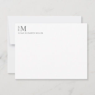 Carte De Correspondance Monogramme moderne Smokey Grey Stationpersonnel