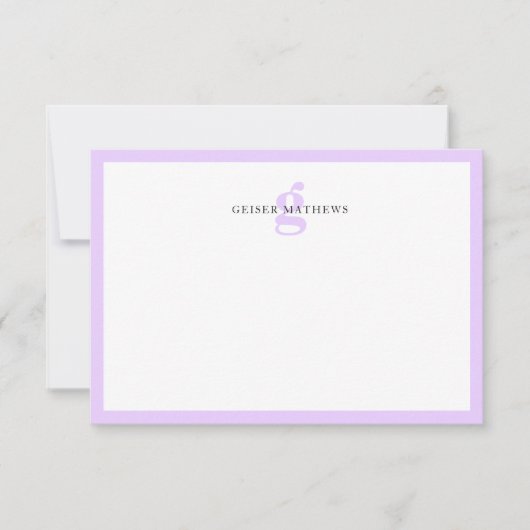 Carte De Correspondance Monogramme moderne typographique violet (Devant)