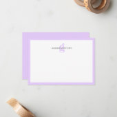 Carte De Correspondance Monogramme moderne typographique violet (Devant/Arrière en situation)