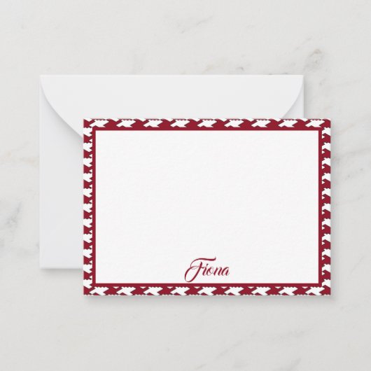 Carte De Correspondance Monogramme motif de base rouge et blanc (Devant)
