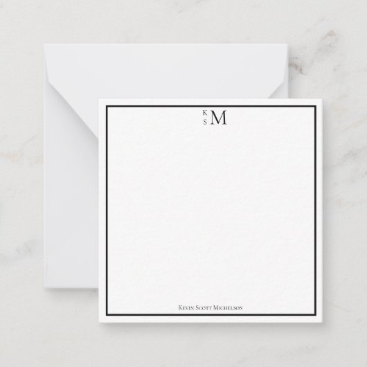 Carte De Correspondance Monogramme Noir Blanc Professionnel Élégant (Devant)