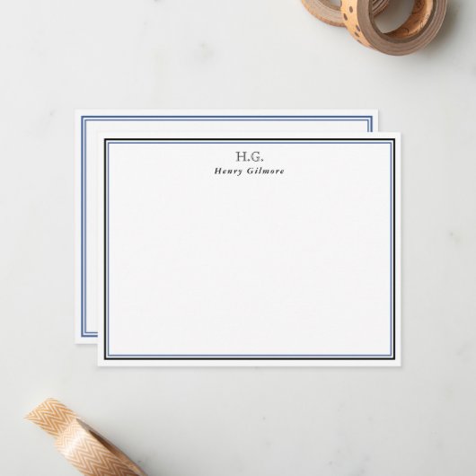 Carte De Correspondance Monogramme noir bleu (Devant/Arrière en situation)