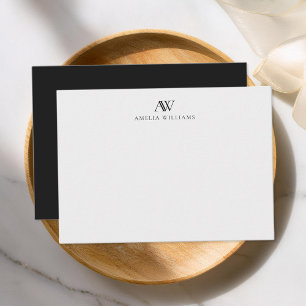 Carte De Correspondance Monogramme noir et blanc minimaliste