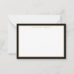 Carte De Correspondance Monogramme noir et or minimaliste