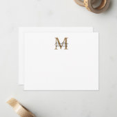 Carte De Correspondance Monogramme Or Calligraphie Script Minimal Blanc (Devant/Arrière en situation)