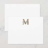 Carte De Correspondance Monogramme Or Calligraphie Script Minimal Blanc (Devant / Derrière)