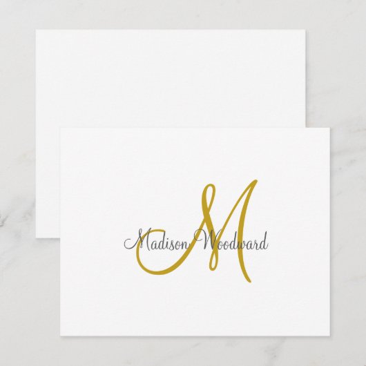Carte De Correspondance Monogramme or de script moderne (Devant / Derrière)