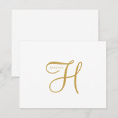 Carte De Correspondance Monogramme Or Élégant (Devant / Derrière)