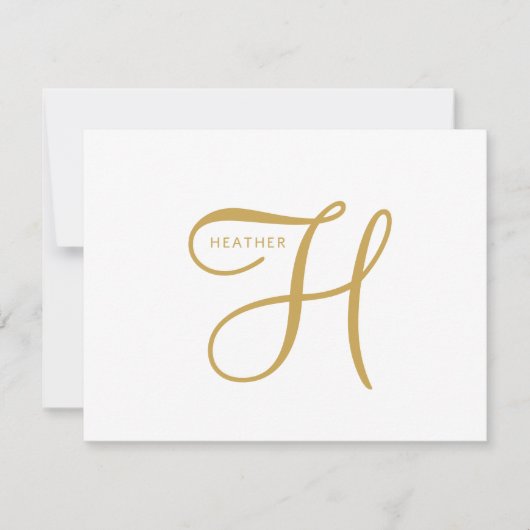Carte De Correspondance Monogramme Or Élégant (Devant)