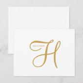 Carte De Correspondance Monogramme Or Élégant (Devant / Derrière)